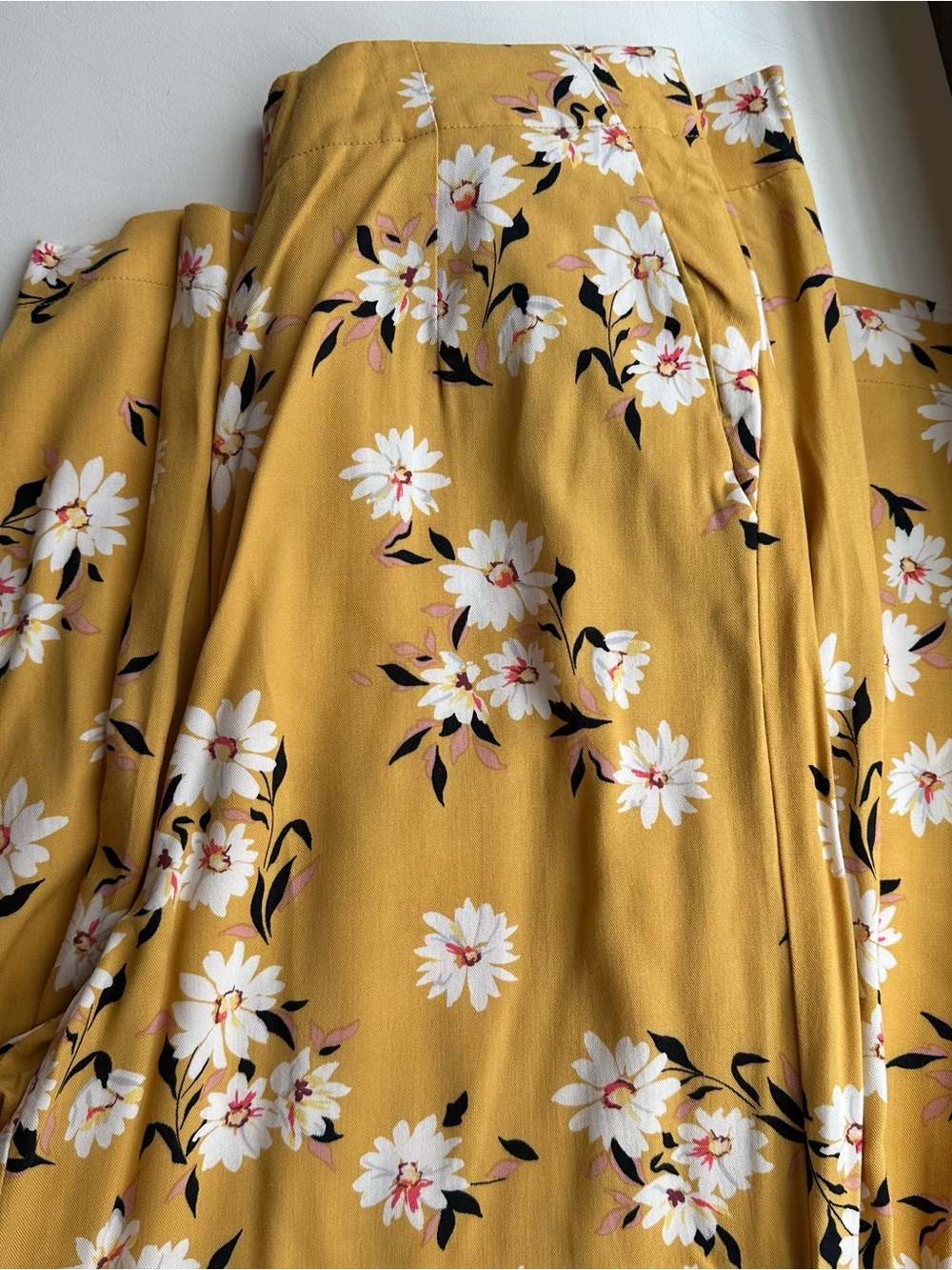 MINKPINK Mustard Yellow Wide Leg Floral Pants